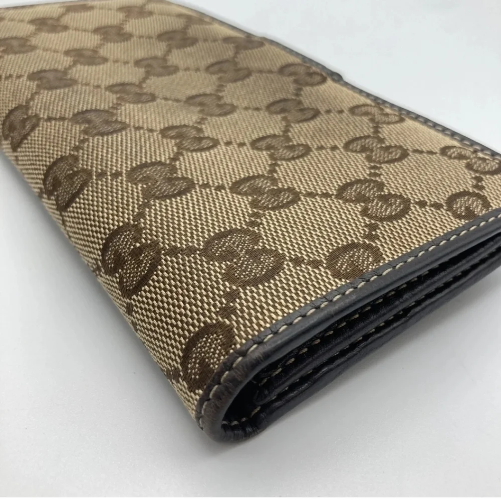 🔹️ GUCCI🔹️ purse Leather long wallet Brown Canvas Supreme  ✨️🤎 - Picture 5 of 13